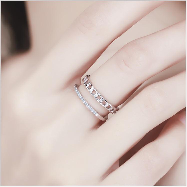 B493．星星鋯石戒指 銀飾 男女通用款戒指 無分戒圍可調整大小 防過敏首飾配件飾品 女飾品 情人節情侶戒告白閨密死黨-細節圖4