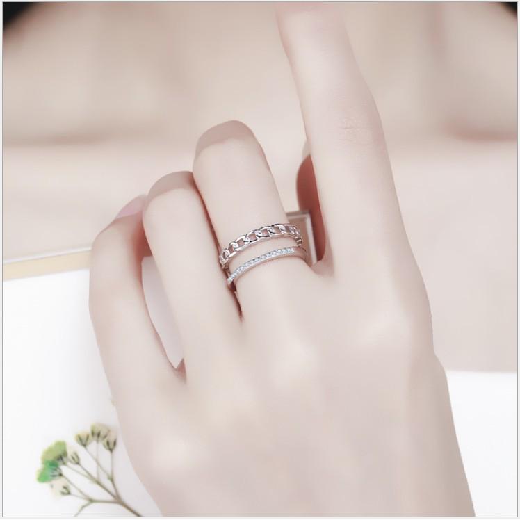 B493．星星鋯石戒指 銀飾 男女通用款戒指 無分戒圍可調整大小 防過敏首飾配件飾品 女飾品 情人節情侶戒告白閨密死黨-細節圖5