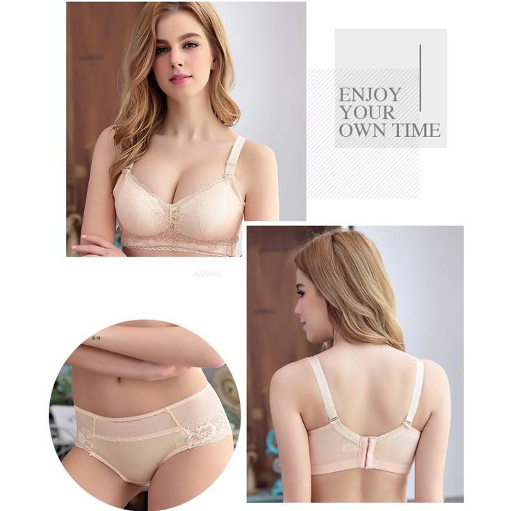 [推薦] 無鋼圈內衣 蕾絲性感成套內衣褲 爆乳集中加厚款 堅挺 集中聚攏收副乳 小胸內衣 加厚小胸救星內衣套裝 小貓百貨-細節圖5