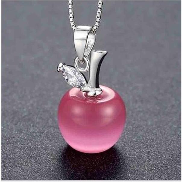 B199．蘋果項鍊 韓版銀飾吊飾 首飾配件飾品 女飾品 可碰水不生鏽 情人節情侶 送禮物 小貓百貨-細節圖2