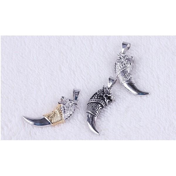 B276．龍頭狼牙吊墬項鏈 韓版銀飾吊飾吊墜 首飾配件飾品 女飾品 水鑽耳飾 耳釘 耳環 情人節情侶送禮告白-細節圖4