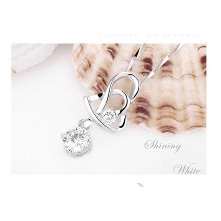 B075．心心相扣吊墬項鍊 銀飾飾品 女飾品 吊飾 水鑽吊墜 水鑽項鍊  女項鍊 愛心項鍊 抗過敏項鍊 送禮 告白-細節圖6
