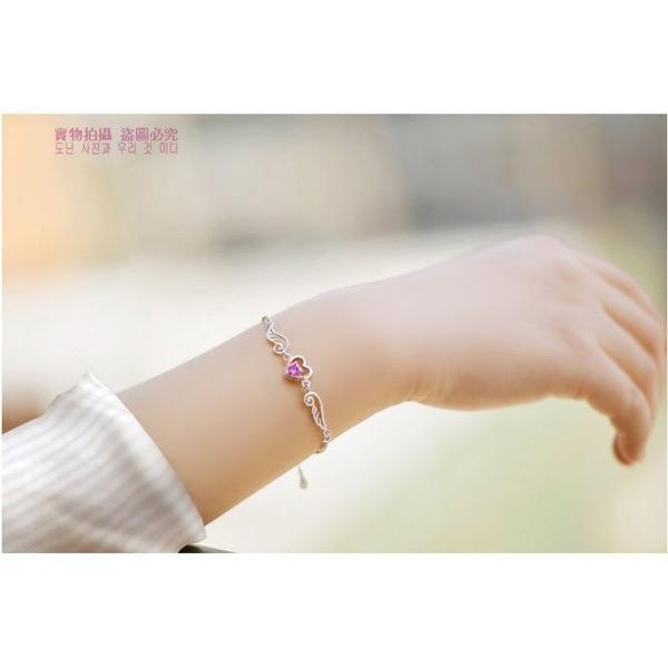 B187．天使戀人手鍊手鏈 韓版銀飾 防過敏 抗過敏首飾配件飾品 女飾品 水鑽 手環 手鏈 手飾 銀手鐲 情人節情侶-細節圖2