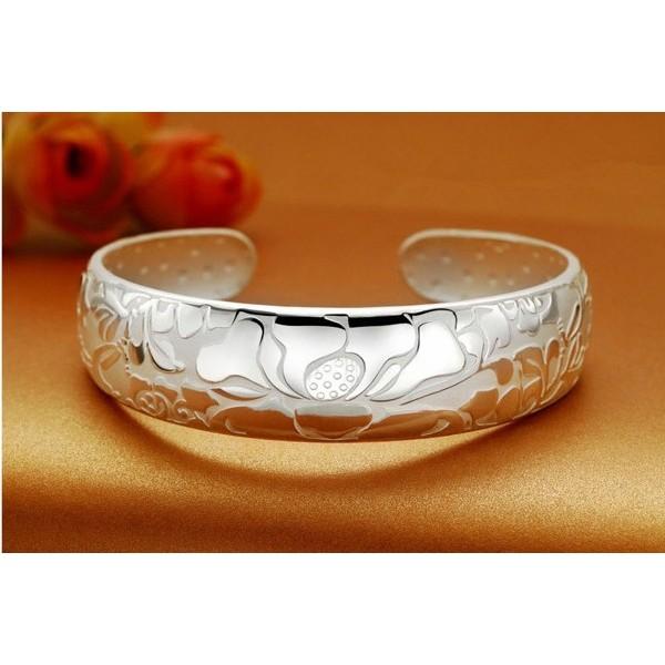 B270．蓮花手環 韓版銀飾 抗過敏防過敏 首飾配件飾品 女飾品 手飾 銀手鐲手環 情人節情侶 送禮物 不生鏽-小貓百貨-細節圖2