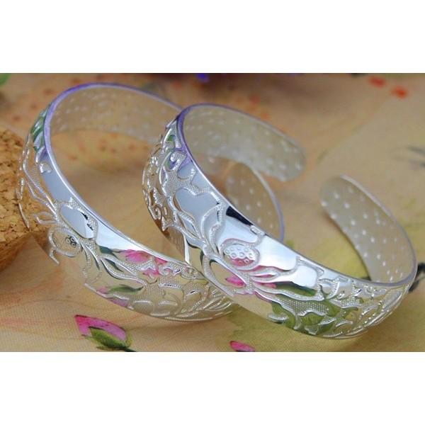 B270．蓮花手環 韓版銀飾 抗過敏防過敏 首飾配件飾品 女飾品 手飾 銀手鐲手環 情人節情侶 送禮物 不生鏽-小貓百貨-細節圖3