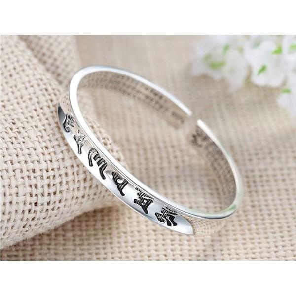 B379．梵經手鐲 手環 手鍊 手飾 韓版銀飾 抗過敏 防過敏 首飾飾品配件 精緻質感 送禮自用 情人節告白情侶閨蜜好友-細節圖4