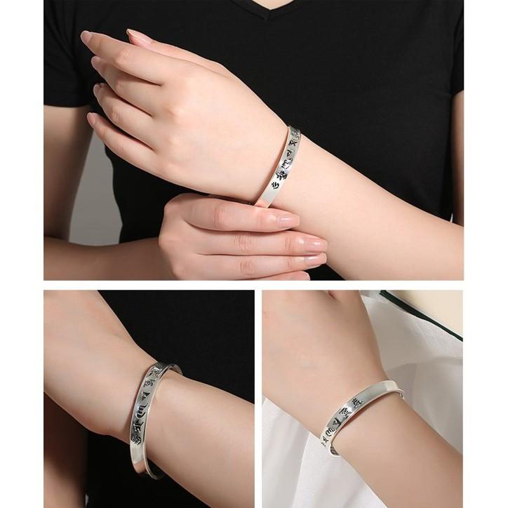 B379．梵經手鐲 手環 手鍊 手飾 韓版銀飾 抗過敏 防過敏 首飾飾品配件 精緻質感 送禮自用 情人節告白情侶閨蜜好友-細節圖7