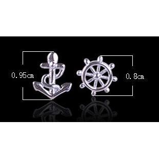 B119．船舵耳釘 韓版銀飾 首飾配件飾品防過敏 抗敏耳針 水鑽耳飾 耳釘 雙珠耳環 cat s shop ※一對價-細節圖4