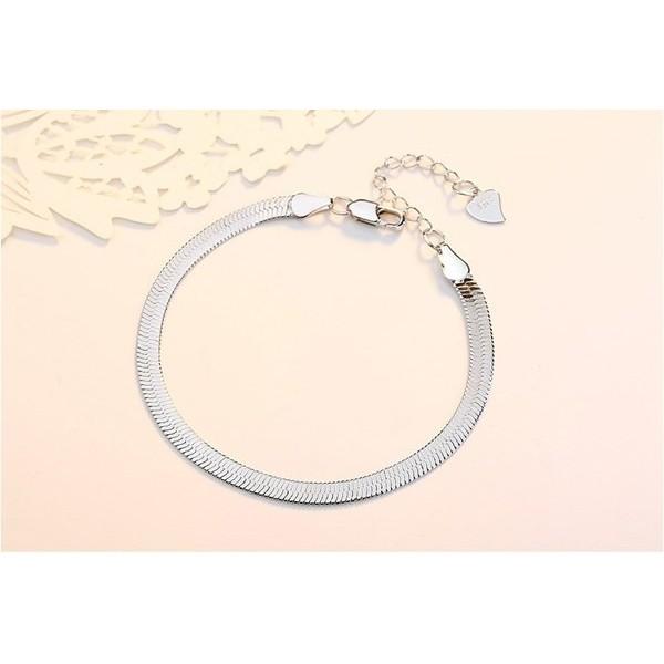 B242．扁蛇手鏈/腳鏈手鐲手環手鍊手飾 韓版銀飾 抗過敏防過敏首飾飾品配件 精緻質感送禮自用 情人節告白情侶閨蜜好友-細節圖6