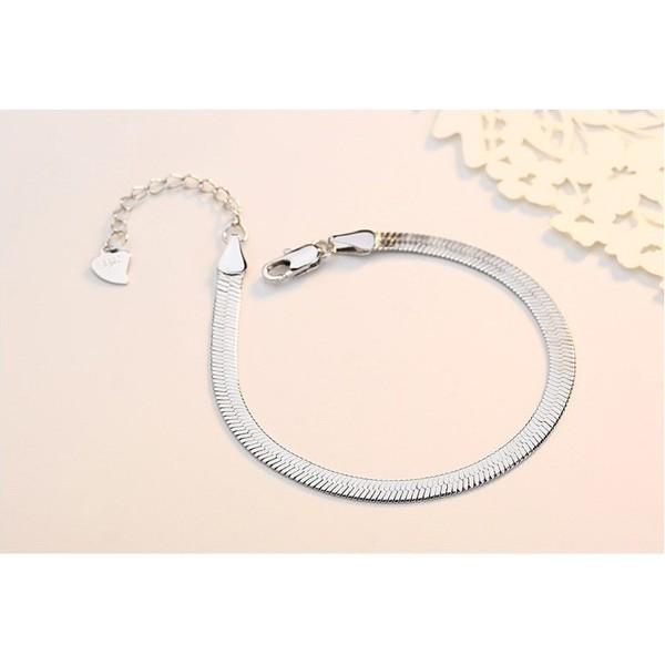 B242．扁蛇手鏈/腳鏈手鐲手環手鍊手飾 韓版銀飾 抗過敏防過敏首飾飾品配件 精緻質感送禮自用 情人節告白情侶閨蜜好友-細節圖8