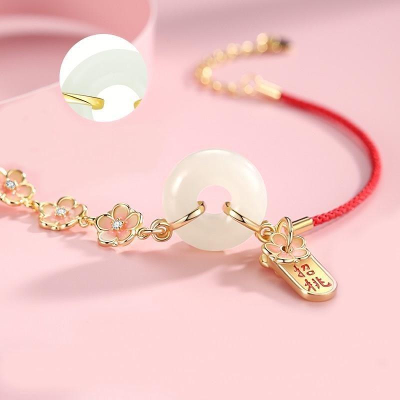 招桃花紅繩手鍊 招桃花福牌手鍊 和田玉紅繩手鍊 防小人 紅繩手繩 好運紅繩手繩 手鍊 手鏈 手繩-細節圖4