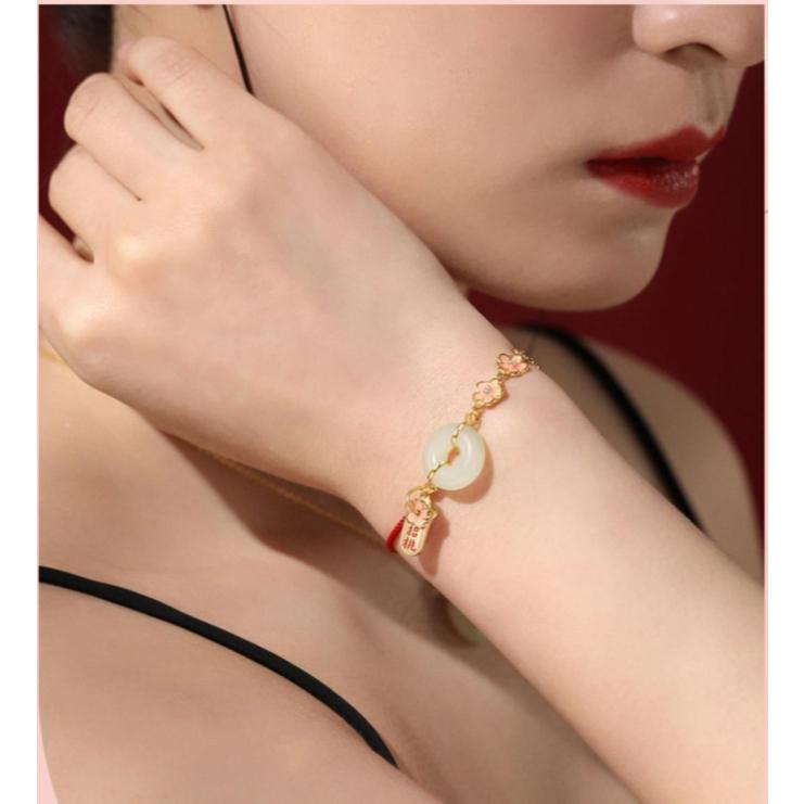 招桃花紅繩手鍊 招桃花福牌手鍊 和田玉紅繩手鍊 防小人 紅繩手繩 好運紅繩手繩 手鍊 手鏈 手繩-細節圖5