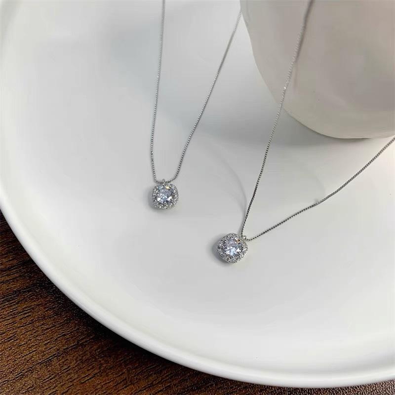 小方鑽項鍊 韓版銀飾 首飾配件飾品 女飾品 精美項鍊 短項鍊 頸項鍊 細鍊 鍊條 鏈子 銀項鍊 白金項鍊-細節圖2