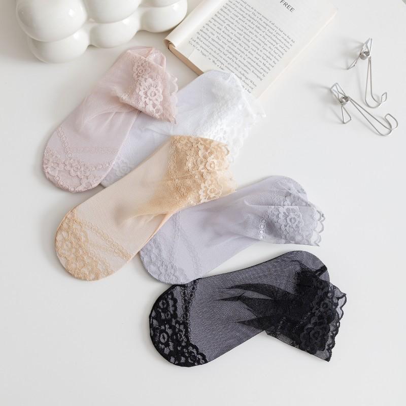 J15．蕾絲棉底花邊船襪 蕾絲襪 女襪 襪子 透氣襪 絲襪 短襪 船襪 透氣女襪 隱形襪 機能襪 高跟鞋襪 中筒蕾絲襪-細節圖4