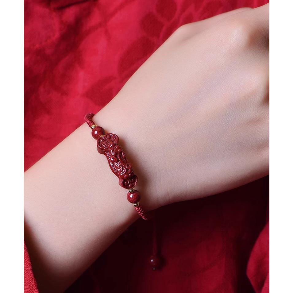 B766．朱砂貔貅紅繩手鍊 本命年 防小人 避邪除穢 貔貅手繩 貔貅手鍊 轉運 平安紅繩 編織手繩 紅繩手鍊 紅繩手繩-細節圖3