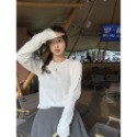 L204✨現貨/初秋/韓系/愛心貼布/坑條紋/薄款/針織毛衣/心型/針織上衣/字母/短款/長袖上衣/灰色INS韓國-規格圖9