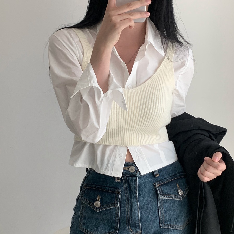 L215✨現貨/疊穿針織小背心/針織背心/搭配/針織背心/短版/小背心/秋冬/造型/穿搭/短款/吊帶背心/針織上衣/顯瘦-細節圖2