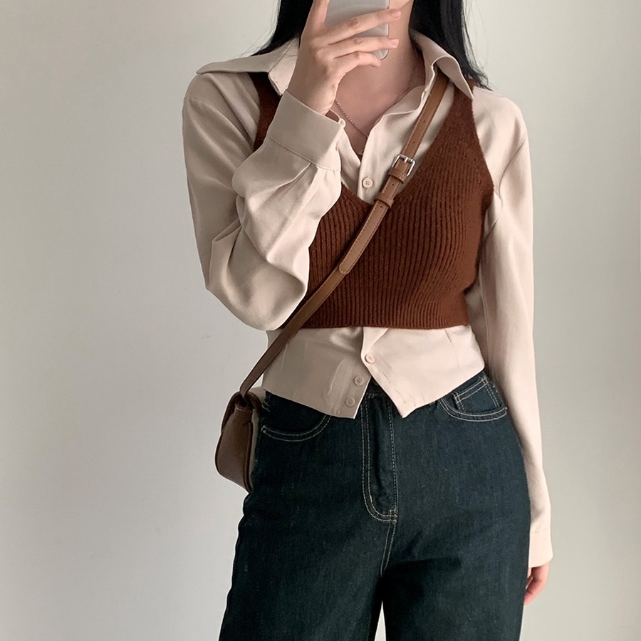 L215✨現貨/疊穿針織小背心/針織背心/搭配/針織背心/短版/小背心/秋冬/造型/穿搭/短款/吊帶背心/針織上衣/顯瘦-細節圖8