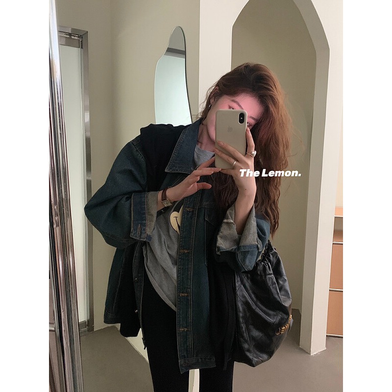 S439✨現貨/超高質感！怒推！美式復古oversize風/水洗/做舊/氣質/牛仔外套/丹寧/牛仔/檸檬家/百搭/寬鬆-細節圖2