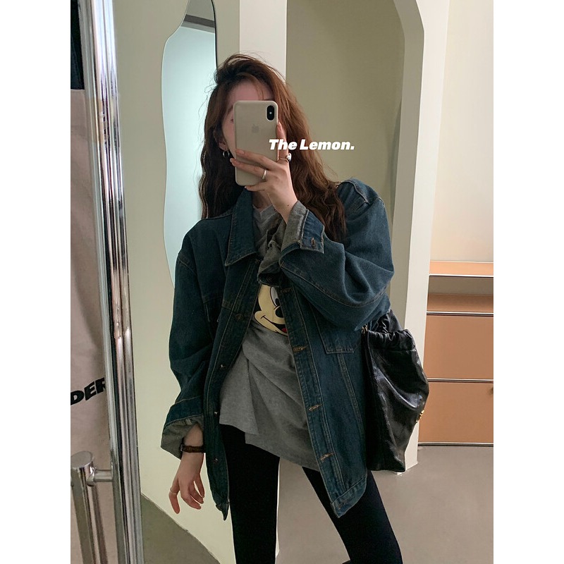 S439✨現貨/超高質感！怒推！美式復古oversize風/水洗/做舊/氣質/牛仔外套/丹寧/牛仔/檸檬家/百搭/寬鬆-細節圖4