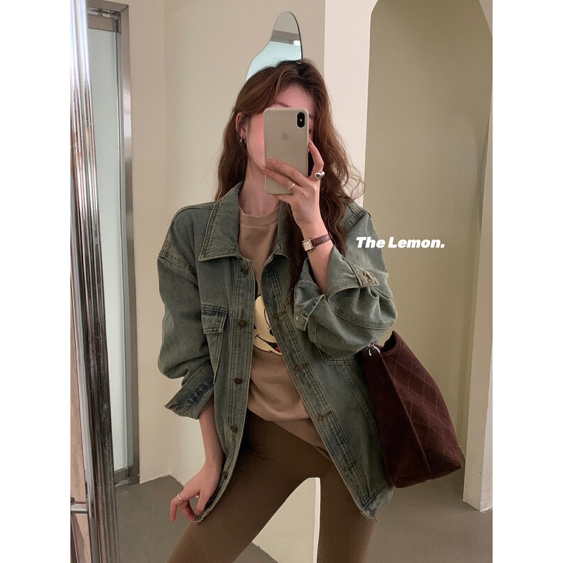 S439✨現貨/超高質感！怒推！美式復古oversize風/水洗/做舊/氣質/牛仔外套/丹寧/牛仔/檸檬家/百搭/寬鬆-細節圖5