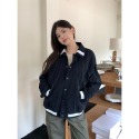S449✨現貨美式/街頭風/黑色明線/夾克外套/秋冬/個性/男友外套/撞色/簡約/棒球/翻領/工裝外套/學院風/穿搭率性-規格圖9