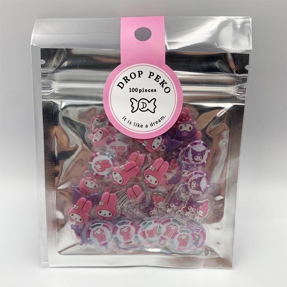 ∞ MiX ∞日本正版 三麗鷗貼紙 100張 SANRIO 美樂蒂 庫洛米 燙金立體 果凍貼 收藏 造型 貼紙 交換禮物-細節圖2