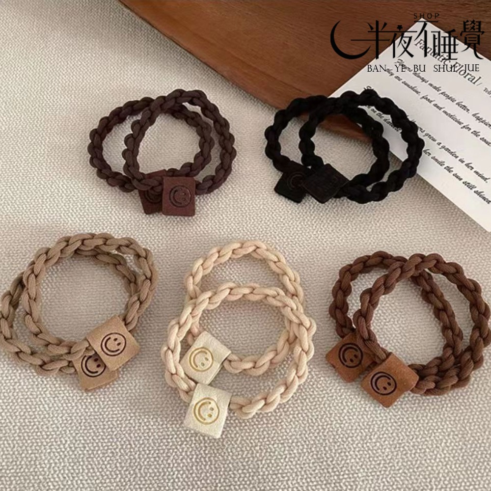 【smile系列】微笑高彈力髮圈 微笑標籤｜素色髮圈｜麻花髮花｜馬尾｜包子頭【K00039】-細節圖3