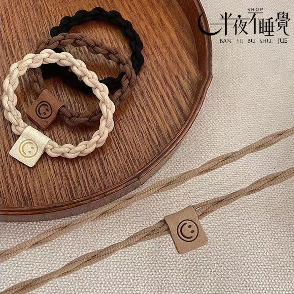 【smile系列】微笑高彈力髮圈 微笑標籤｜素色髮圈｜麻花髮花｜馬尾｜包子頭【K00039】-細節圖4