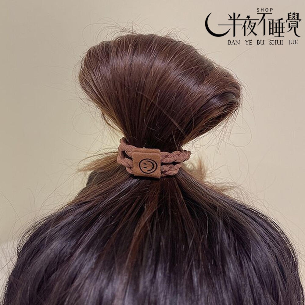 【smile系列】微笑高彈力髮圈 微笑標籤｜素色髮圈｜麻花髮花｜馬尾｜包子頭【K00039】-細節圖5