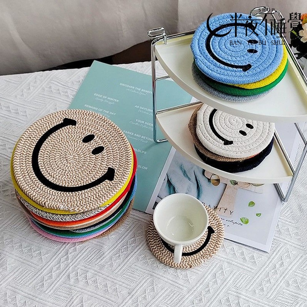 【smile系列】微笑織編杯墊   小｜大  ｜ 隔熱墊   杯墊｜餐墊｜造型杯墊｜ 微笑｜笑臉｜拍照小物-細節圖7