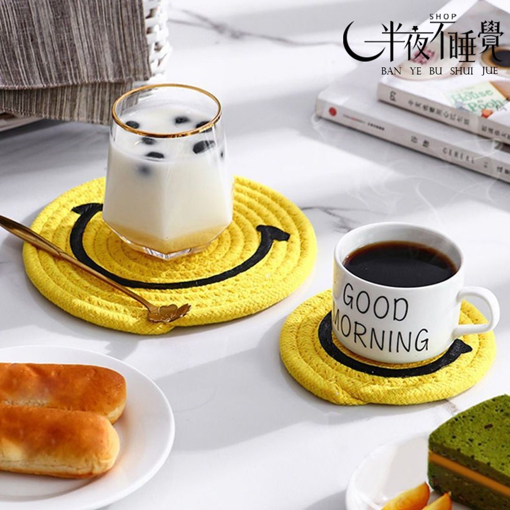 【smile系列】微笑織編杯墊   小｜大  ｜ 隔熱墊   杯墊｜餐墊｜造型杯墊｜ 微笑｜笑臉｜拍照小物-細節圖8