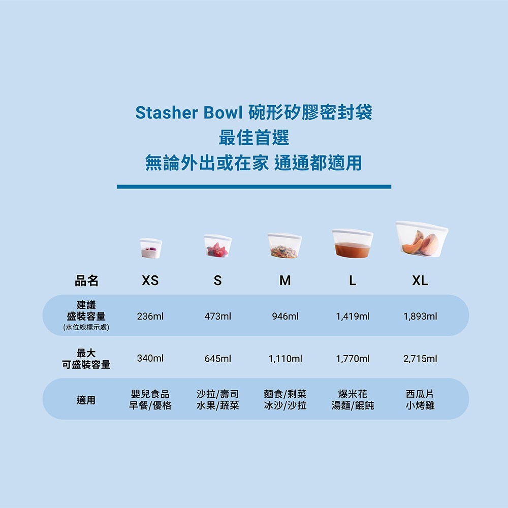 Stasher 碗形矽膠密封袋-S-雲霧白 可站立 可微波 可加熱 收納袋 原廠公司貨【ST0107001A】-細節圖6