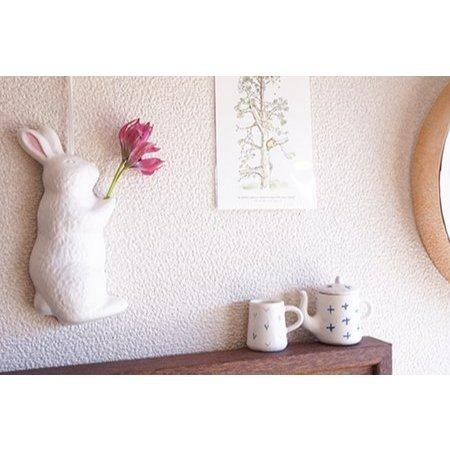 ｜隱隱選物｜【現貨】益子燒 吉澤窯/職人手作 可展示乾燥花壁掛兔兔花器-細節圖2