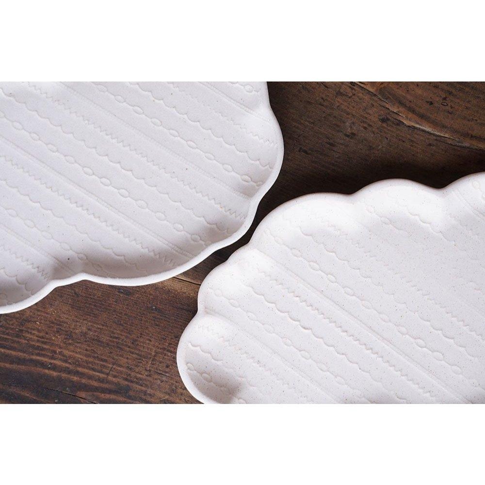 ｜隱隱選物｜【現貨】益子燒 吉澤窯/職人手作  益子燒 蓬鬆白色雲盤-細節圖3