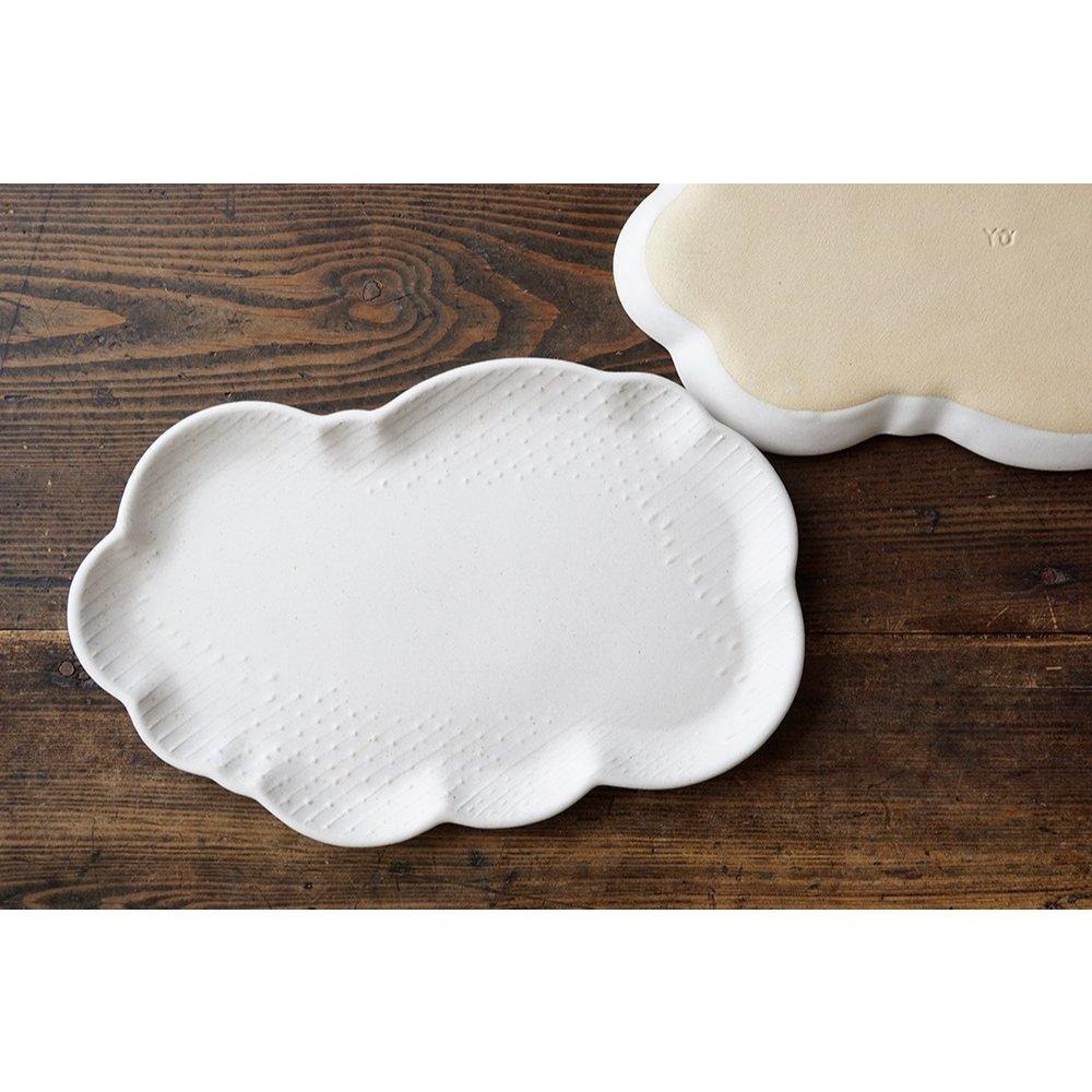 ｜隱隱選物｜【現貨】益子燒 吉澤窯/職人手作  益子燒 蓬鬆白色雲盤-細節圖6