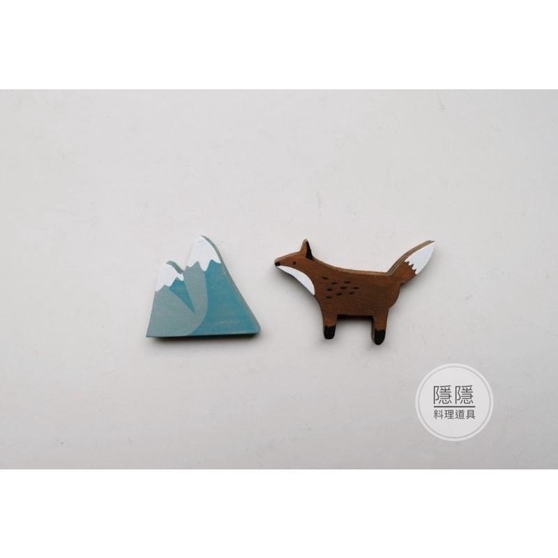｜隱隱選物｜【現貨】山/狐狸 木質磁鐵 2入-細節圖2