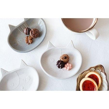 ｜隱隱選物｜【現貨】益子燒 吉澤窯/職人手作 正臉貓貓 白/灰 器皿-細節圖4