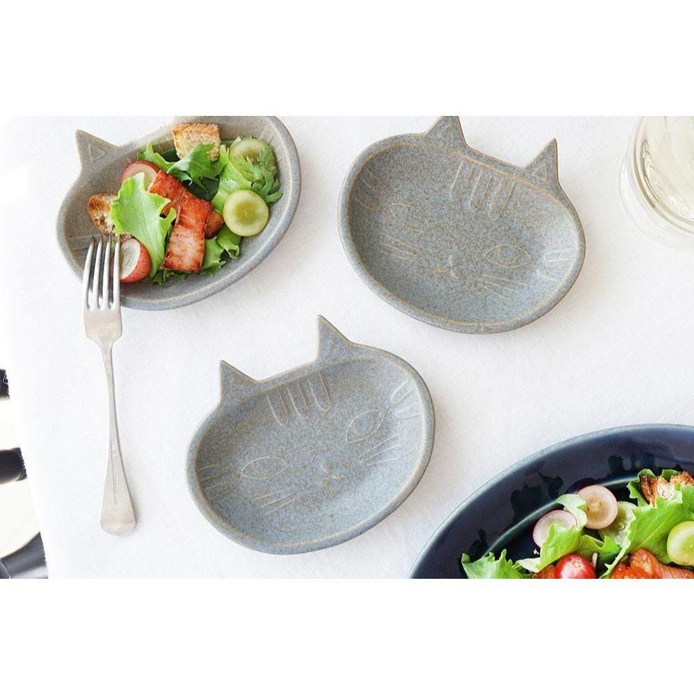 ｜隱隱選物｜【現貨】益子燒 吉澤窯/職人手作 正臉貓貓 白/灰 器皿-細節圖9