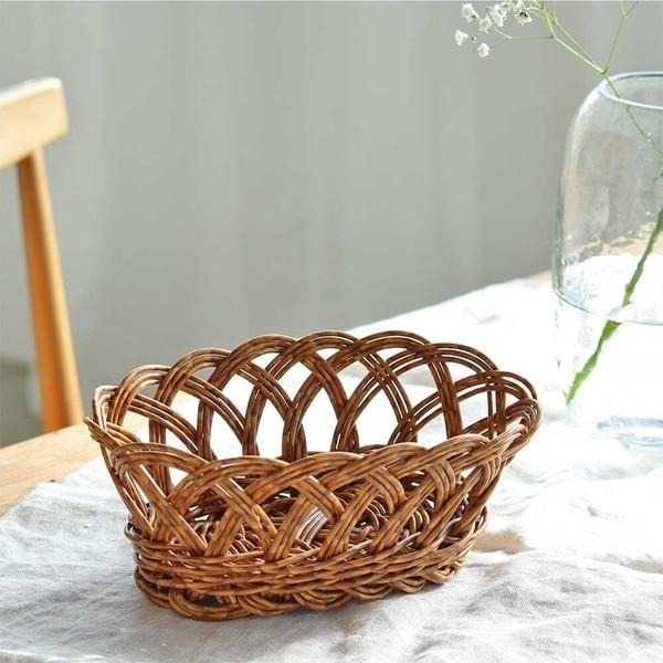 ｜隱隱選物｜【現貨】日雜 Zakka 花形仿藤編織橢圓形收納籃 小/大-細節圖2