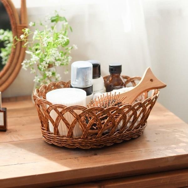 ｜隱隱選物｜【現貨】日雜 Zakka 花形仿藤編織橢圓形收納籃 小/大-細節圖6