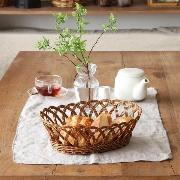 ｜隱隱選物｜【現貨】日雜 Zakka 花形仿藤編織橢圓形收納籃 小/大-細節圖7