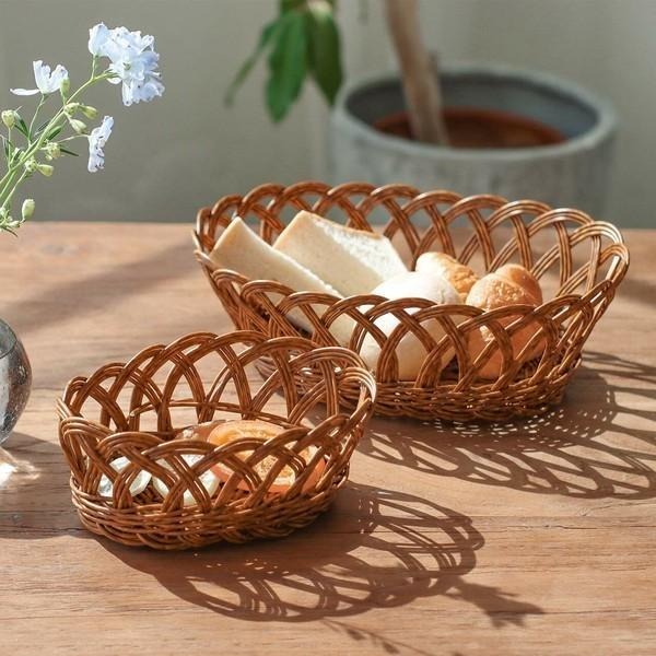 ｜隱隱選物｜【現貨】日雜 Zakka 花形仿藤編織橢圓形收納籃 小/大-細節圖9