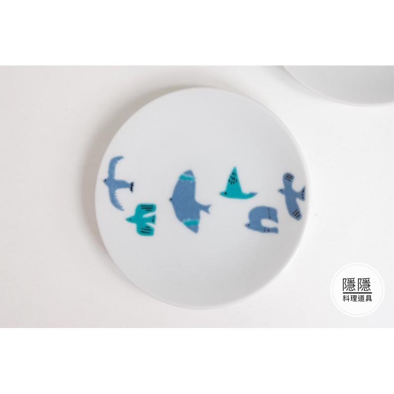 ｜隱隱選物｜【現貨】九谷燒 圓型小皿  青鳥+青魚  一組-細節圖2