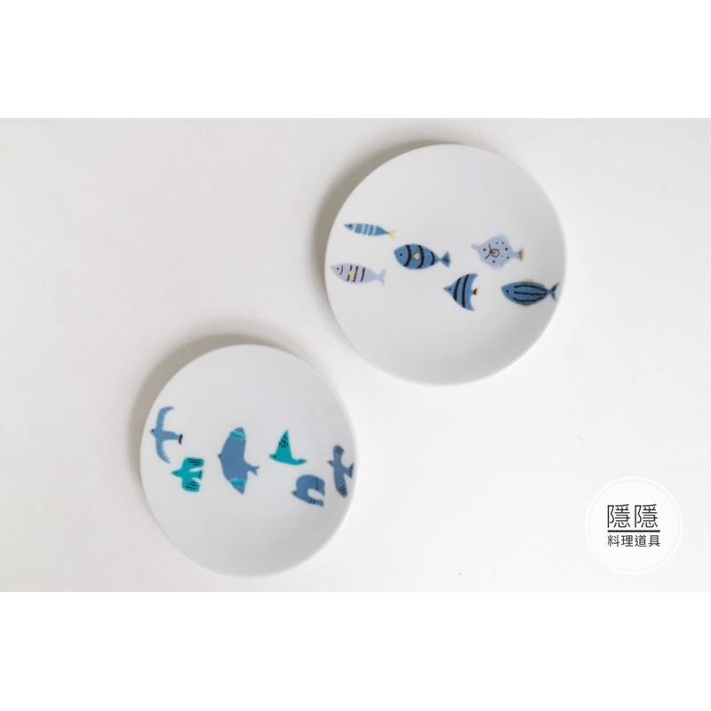 ｜隱隱選物｜【現貨】九谷燒 圓型小皿  青鳥+青魚  一組-細節圖3