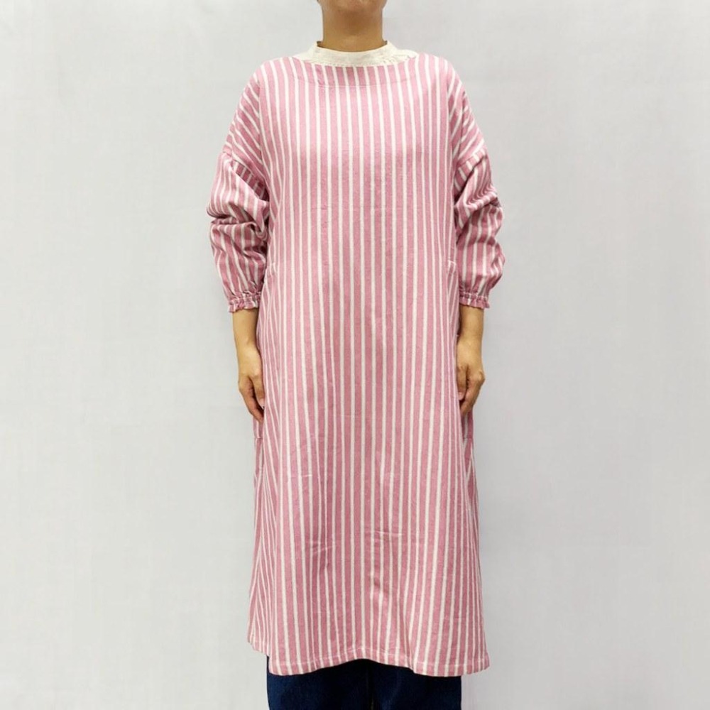 ｜隱隱選物｜【現貨】限量-回饋-優惠-長款 割烹着/海軍藍/粉紅條紋圍裙-細節圖5