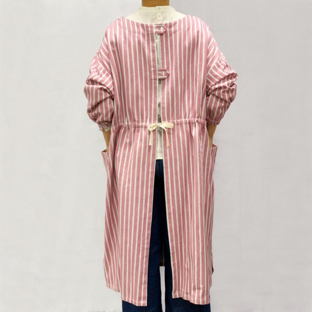 ｜隱隱選物｜【現貨】限量-回饋-優惠-長款 割烹着/海軍藍/粉紅條紋圍裙-細節圖6