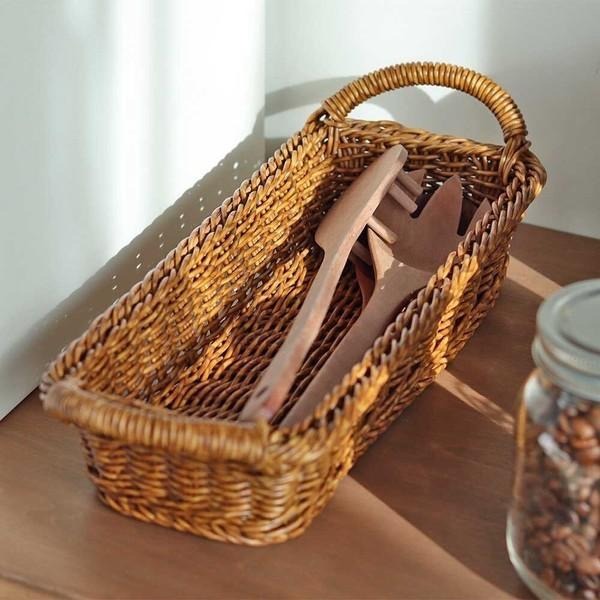 ｜隱隱選物｜【現貨】日雜 Zakka 長方形 托盤 把手 編織收納籃-細節圖4