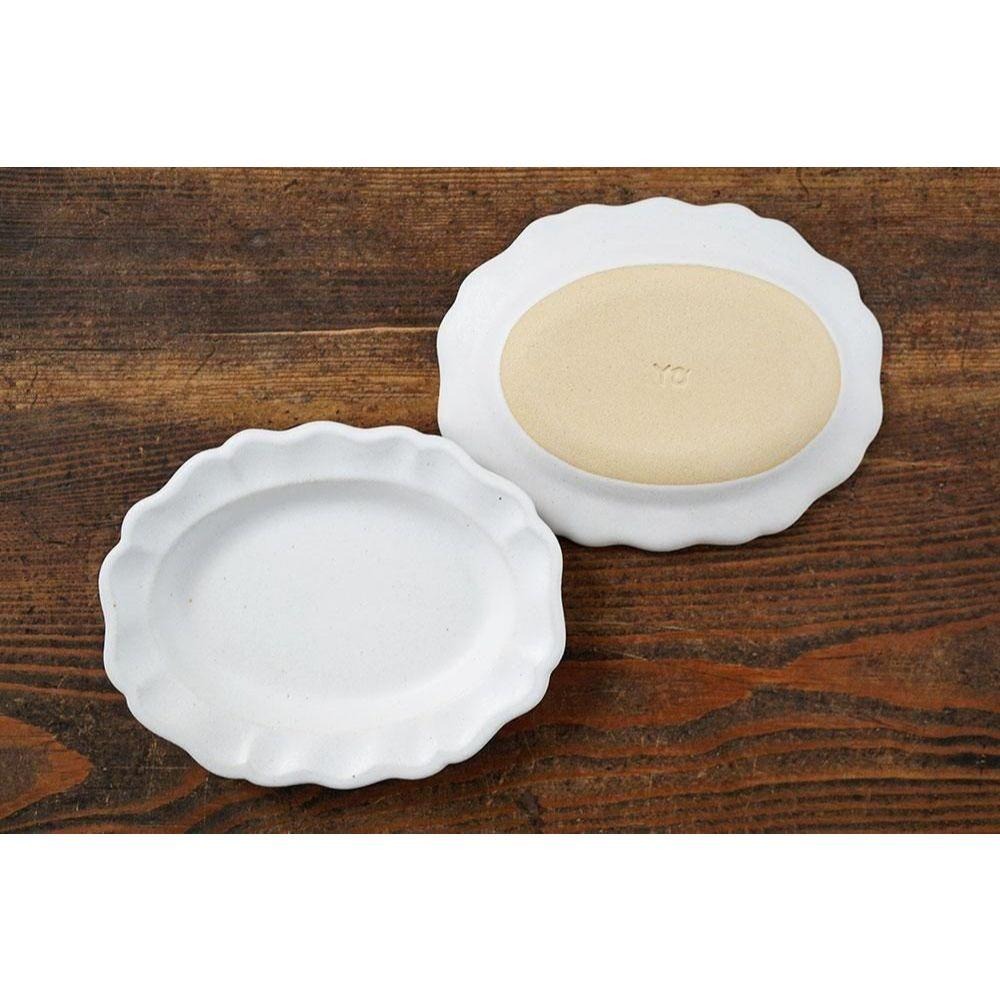 ｜隱隱選物｜【現貨】益子燒 吉澤窯/職人手作 白色橢圓西式盤-細節圖5