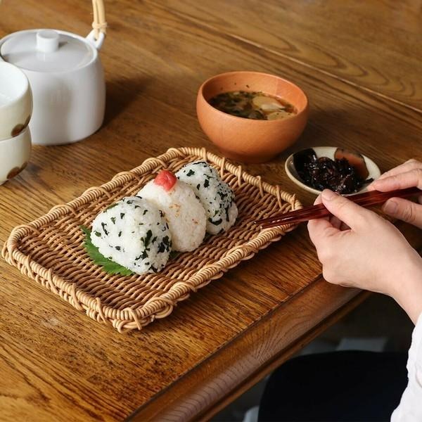 ｜隱隱選物｜【現貨】日式料理 日雜 Zakka UTILE 仿藤編織長方形托盤/瀝水-細節圖2